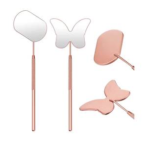 Rose Gold Stainless Steel Wall Mounted <b>Magnifying</b> <b>Makeup</b> <b>Mirror</b> Set Butterfly Shape Lash Extension Matte Finish Customized - Product Image 1