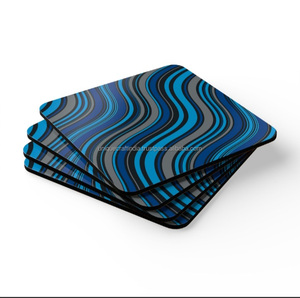 Posavasos Amarillos de Estilo Clásico Hechos a Mano, Diseño Personalizado, Decoración para Mesa de Té, Alfombrillas Únicas de Nogal con Borde de Corcho y Madera - Product Image 6