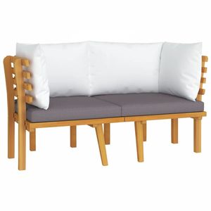 Canapé de jardin gris foncé avec coussins blancs, bois naturel, mobilier d'extérieur élégant - Product Image 2