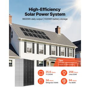 Kit Completo di Energia Solare 6KW, 2400W 48V Ibrido, 12 Pannelli Solari Monocristallini da 200W, Batteria LiFePO4 51.2V 100Ah - Product Image 2
