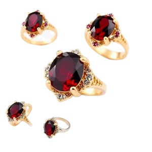 แหวนอินเทรนด์952เงินสเตอร์ลิงสีแดงแหวนเพทายแหวนหมั้นสำหรับผู้หญิงและเด็กผู้หญิงชุบทอง18K - Product Image 1