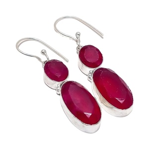 925 boucles d'oreilles en argent Sterling pour femmes poire rubis lunette pierres précieuses bijoux de mode pour la conception de cadeau de mariage - Product Image 1