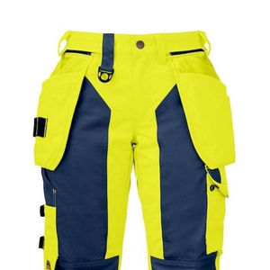 Hi Visibility <b>Work</b> <b>Pants</b> Men Polyester Reflective Safety Protective <b>Cargo</b> <b>Pants</b> with Reinforced Knees and Stripes - Product Image 4