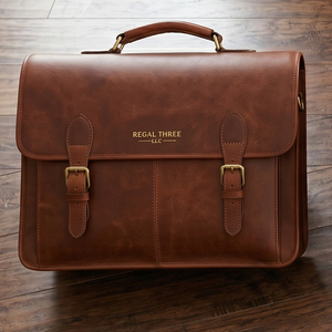 Classic Genuine Leather Briefcase With Flap Closure Multi Functional Laptop Bag For Men Business Use Briefcase Leather Bags - Product Image 4
