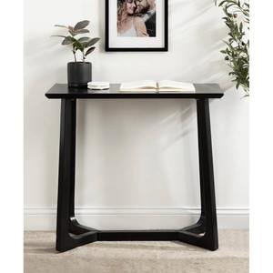 Table de canapé minimaliste en métal, bureau compact pour couloir, meuble d'entrée miroir, design de pieds unique, présentoir noir, table rectangulaire étroite pour salon - Product Image 4