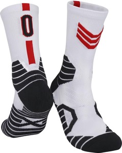 Chaussettes de sport athlétiques blanches et bleues avec impression jacquard numéro 25 pour le basketball, respirantes et tricotées pour adultes - Product Image 2