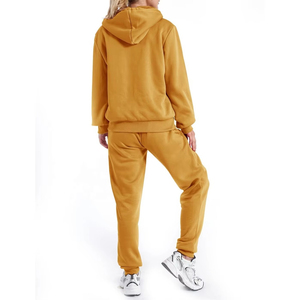Conjunto Deportivo de 2 Piezas para Mujer, Color Sólido, con Capucha, de Algodón, Informal, para Correr, con Cierre Completo y Bolsillos Laterales, para Otoño - Product Image 2