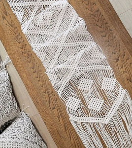 Handmade Eco-Friendly Durable Macrame <b>Table</b> <b>Runner</b> Custom Size and Design Natural Cotton Boho Style <b>Table</b> <b>Runners</b> with Tassels - Product Image 1