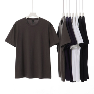 Camiseta de Manga Corta para Hombre, Camiseta de Verano de Media Manga, Cuello Redondo, Color Sólido, Prenda Superior Holgada - Product Image 3