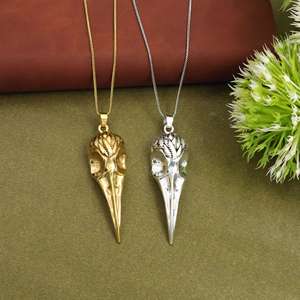 สร้อยคอจี้รูปหัวนกวินเทจ ทองเหลืองชุบทองและเงิน เครื่องประดับรูปหัวนกอีกา |   จี้ห้อยคอขายส่ง - Product Image 1