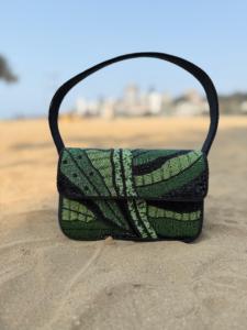 Sac à bandoulière bohème en coton brodé de perles pour femme, fermeture magnétique, idéal pour l'été, les voyages quotidiens, vert, écologique, 1L Fruit - Product Image 2