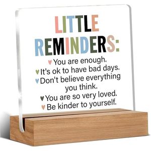 Insegna Decorativa da Scrivania Motivazionale e Ispirazionale, Piccoli Promemoria 'Sei Abbastanza' in Legno per Apprezzamento Dipendenti - Product Image 1