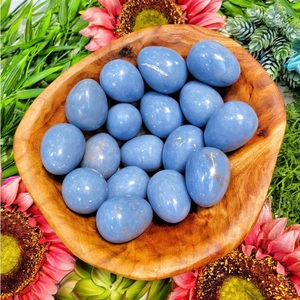 คริสตัลแองเจลไลท์ธรรมชาติทรงรีแบบคาโบชอง แกะสลักลายฉลุ ขัดเงาด้วยมือ พลอยสีน้ำเงิน สำหรับทำเครื่องประดับ แหวน จี้ ต่างหู - Product Image 5