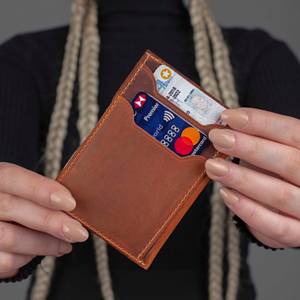 Nouveau porte-cartes fin en cuir véritable, portefeuille minimaliste pour homme, fermeture ouverte, longueur courte, coutures solides, marron, fait main - Product Image 4