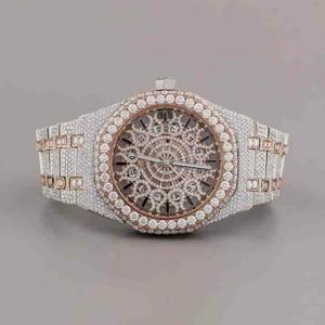 Luxury Men's Analog Moissanite <b>Watch</b> <b>Case</b> 10 Bar Water Resistant Stainless Steel Band Glass Bracelet Clasp Exclusively - Product Image 1