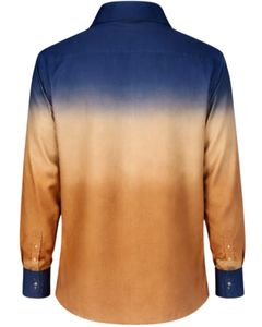 Camisa Formal para Hombre en Degradado Azul Marino y Mostaza, Algodón Premium, Manga Larga, Cierre de Botones, Estilo Casual Elegante, Suministro al por Mayor del Fabricante - Product Image 2