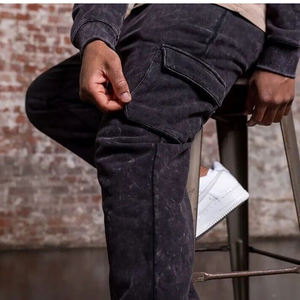 Ensemble de survêtement personnalisé pour homme, effet délavé, sweat à capuche et pantalon de jogging, 100% coton, streetwear, respirant, OEM - Product Image 4