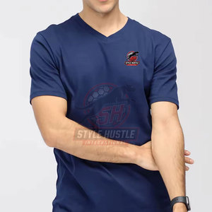 เสื้อยืดคอวีผู้ชาย ผ้าฝ้าย ทรงเข้ารูป แขนสั้น สำหรับขายออนไลน์ - Product Image 4