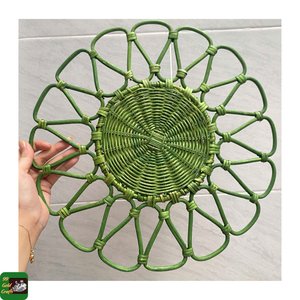 99 GOLD DATA Rattan Flower-shaped Handmade Eco-Friendly Reusable <b>Wicker</b> Table Mat for Restaurant Hotel Party Outdoor Decor - Product Image 6
