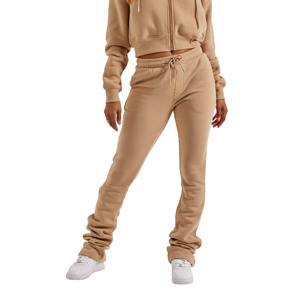 กางเกงวอร์มสตรีทแวร์ทรงสแต็คแบบปรับแต่งได้สำหรับผู้หญิง กางเกงวอร์มลำลองสำหรับออกกำลังกาย ผลิตจากผ้าฝ้ายออร์แกนิค 100% สำหรับสาวๆ - Product Image 1