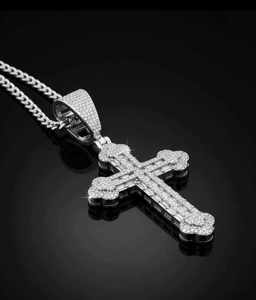 Diamond <b>Chain</b> for Men <b>Iced</b> <b>Out</b> Cross Pendant Moissanite Gold Silver 10K 14K Hip Hop Statement Necklace Streetwear Jewelry - Product Image 1