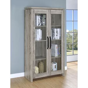 Mobile alto a 2 ante Myerson in legno ingegnerizzato grigio Driftwood per soggiorno - Product Image 1