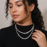 Lüks Altın Kaplama Laboratuvar Elması Katmanlı Halo Işıltılı İki Sıralı IGI Sertifikalı Brillant Kesim Kolye Seti Kadınlar İçin Altın Kaplama Hip Hop Tarzı