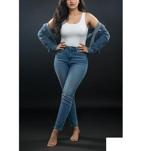 Jeans de mezclilla al por mayor de talla grande, transpirables, ajustados, rectos, estilo casual, con agujeros decorativos, proveedor de BD para exportación - Product Image 5