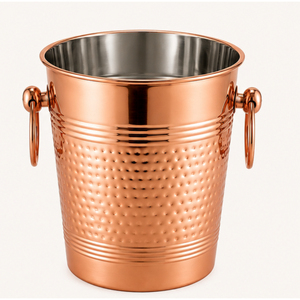 Seau à glace de luxe en cuivre martelé avec poignées, seau à vin isotherme à double paroi en acier inoxydable, bol refroidisseur à champagne pour hôtel - Product Image 5