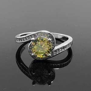 Bague de fiançailles, de promesse ou de mariage en argent sterling avec saphir jaune Swift, cadeau d'anniversaire pour femme - Product Image 1