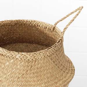 Wholesale Handwoven Seagrass Water Hyacinth Storage <b>Basket</b> <b>Foldable</b> Natural Organizer with Handles for Home Decor - Product Image 3