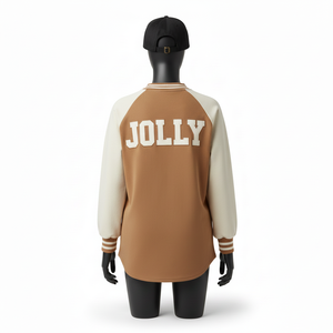 Camiseta de Béisbol para Mujer, Tela Interlock de Poliéster Premium, Panel Raglán Marrón, Logotipo Personalizado Termosellado, Camiseta de Béisbol de Algodón para Mujer - Product Image 2