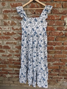 Romantique Boho indien coton robe main bloc imprimé tuniques florales avec encolure carrée décontracté longue conception sans manches - Product Image 2