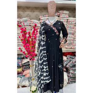 Magnifique robe Anarkali et pantalon avec dupatta pour les fêtes, robes de soirée - Product Image 5