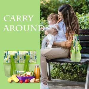 <b>Large</b> New Insulated Waterproof Polyester Tote Bag Reusable Grocery Hand Carry Shopping and Beach Cooler Food <b>Safe</b> - Product Image 5