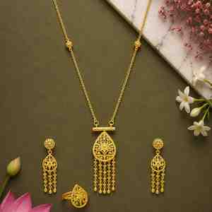 Vente en gros de bijoux de mode plaqués or micron 14K/18K/24K, design turc, style Dubaï, ensemble de pendentifs traditionnels pour mariage et fête - Product Image 2