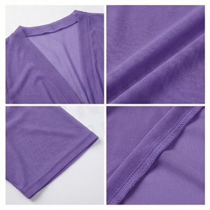 Women's Chiffon Deep V Neck Wrap Dress With Drawstring Waist Regular Fit Solid Color Breathable Beachwear - Product Image 4