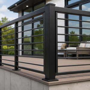 Barandilla Moderna de Metal Negro para Terraza, Barandal Horizontal para Balcón Exterior, Valla de Seguridad para Patio, Porche y Terraza, Kit de Paneles - Product Image 4