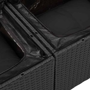 Canapé de jardin en polyrotin noir 184 x 62 x 85 cm - Product Image 6