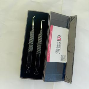 Pinzas para Extensión de Pestañas con Logotipo Personalizado, Diseño de Mariposa, Agarre de Rejilla de Diamantes, Color Rosa Plateado, con Caja Magnética - Product Image 3
