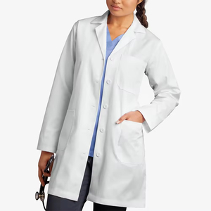 Blouse de laboratoire médicale unisexe à manches longues blanche de qualité professionnelle avec poche pour infirmières et médecins - Product Image 3
