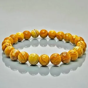 Pulsera Elástica de Cuentas de Jaspe Camello Natural de 8mm, Lisas y Redondas, Grado AA, Joyería Curativa al por Mayor - Product Image 4