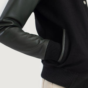 Top Trending Custom Women Varsity <b>Jacket</b> <b>Long</b> <b>Leather</b> Sleeve Breathable Wool Winter Wholesale Crop <b>Jackets</b> - Product Image 6