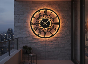 Victorian Roman Numeral <b>LED</b> Metal Wall <b>Clock</b> – Silent, Ornate Industrial Decor - Product Image 3