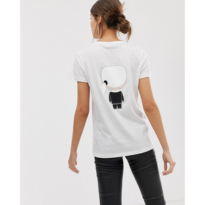 Camiseta Blanca de Algodón para Mujer con Estampado de Personajes, Cuello Redondo, Manga Corta, Corte Ajustado Informal, para Primavera/Verano - Product Image 2