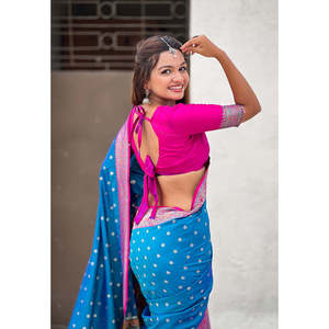 Sari de Seda Darbari Azul Elite Weaves con Tejido Zari, Ropa India y Pakistaní, 700g - Product Image 3