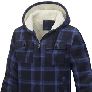 Good Quality Men's <b>Flannel</b> <b>Jacket</b> Regular Fit Pocket Blue And Black Color Box Comfortable Plain <b>Flannel</b> Coat For Youth - Product Image 1