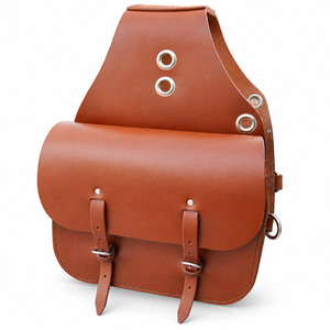 Sac de selle pour cheval en cuir artisanal |   Pochette de rangement équestre western avec sangles robustes et boucles pour équipement de randonnée, de ranch et accessoires - Product Image 1