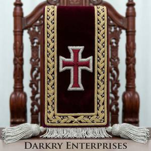 Banda Masónica de Terciopelo Rojo con Bordado de Hilo de Plata, Águila Bicéfala, Rito Escocés, Regalia Hecha a Mano con Borlas y Flecos Personalizadas - Product Image 2