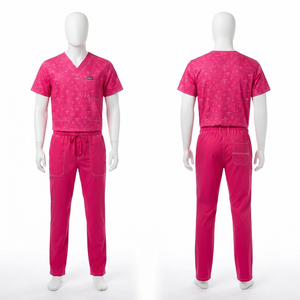 Ensemble de blouses médicales unisexes imprimées de qualité supérieure Sales Blackhardson, tissu en poly-coton Dobby 180 GSM, rose, uniforme médical personnalisé pour hôpital - Product Image 1